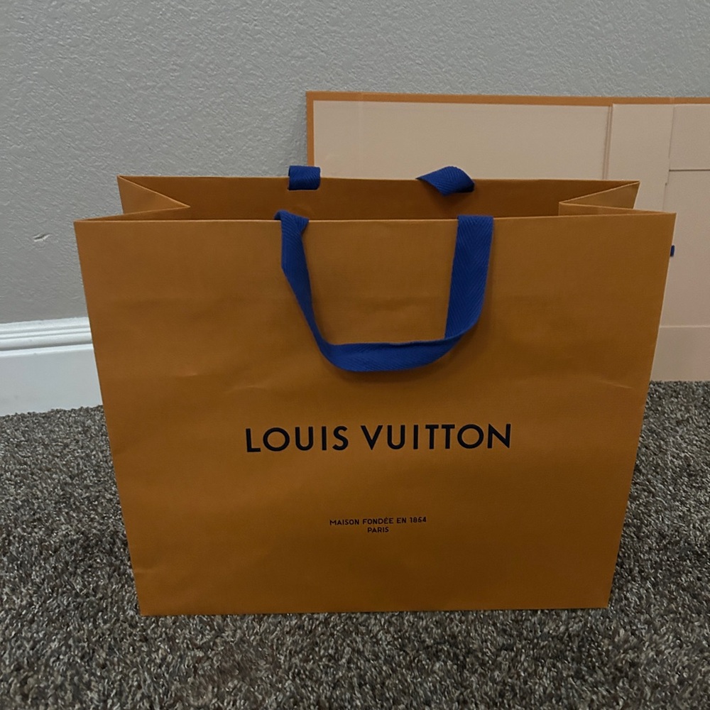 Louis Vuitton Tangerine Bag with Cobalt Handles